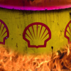 oily bastards - shell oil logo on oil container